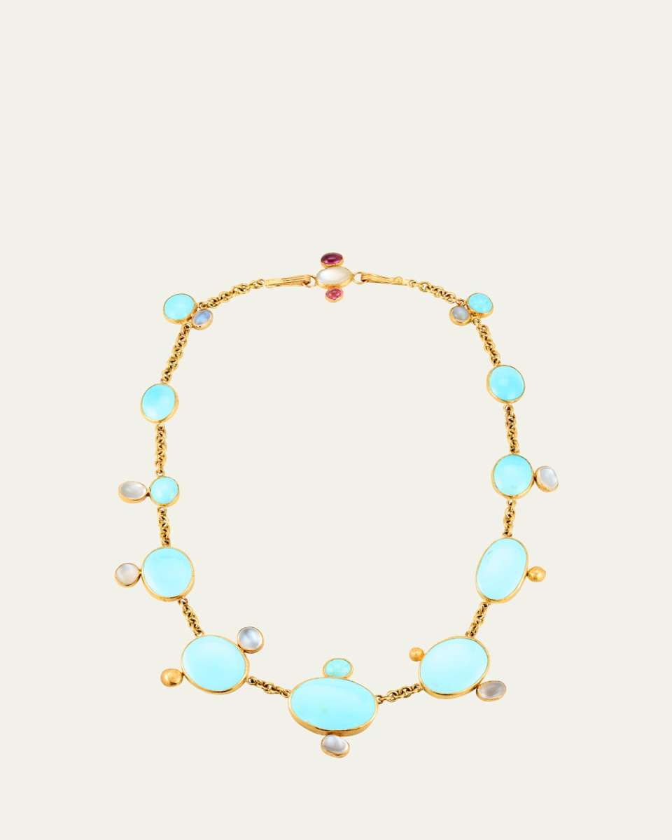 Pale Persian Turquoise and Moonstone Necklace